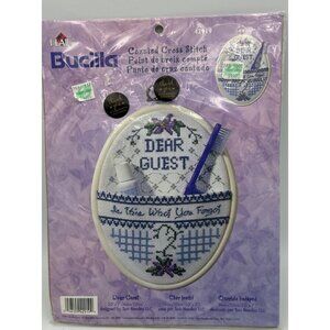Bucilla Counted Cross Stitch Kit "Dear Guest" 42919 Guest Bathroom Design Vtg